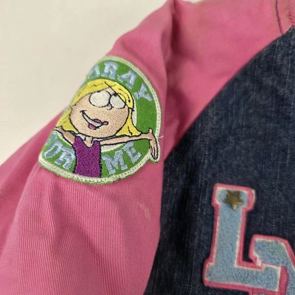 Vintage Disney Store Jacket Girls 10-12 Blue Pink Lizzie McGuire Varsity 2000s - Picture 4 of 14